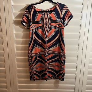 Taylor Womens Dress Size 12 Navy and Orange Geometric